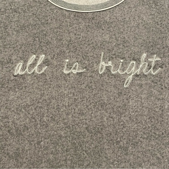 Kate Spade New York Gray Velour Long Sleeve "All Is Bright" Sweatshirt - Size M - Picture 4 of 7